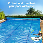 Aqua Buddy Pool Cover 600 Micron Solar Heat Blanket LDPE 10.5x4.2m w/ 5.55m Roller PC-105X42-XL-DX-BL-ROLLER