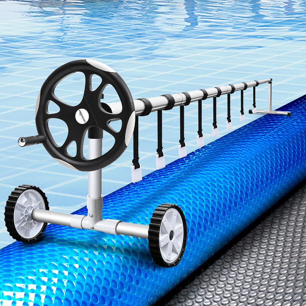Aquabuddy Pool Cover 500 Micron 11x4.8m Silver Swimming Pool Solar Blanket 5.5m Roller PC-110X48-500-DX-BL-ROLLER
