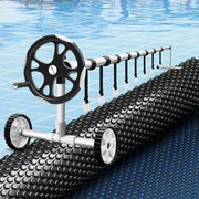 Aqua Buddy Pool Cover 600 Micron 11x4.8m w/ Roller 5.55m Swimming Pools Black Solar Blanket PC-110X48-XL-BK-BL-ROLLER