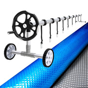 Aqua Buddy Pool Cover 11x6.2m 400 Micron Silver Swimming Pool Solar Blanket 6.55m Roller PC-110X62-M-DX-BL-64ROL