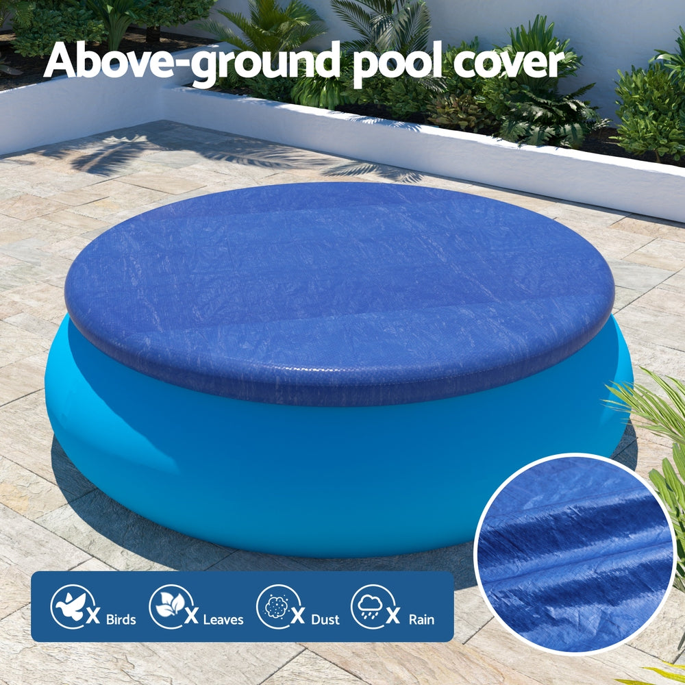Aqua Buddy Pool Cover Fit 2.44m Round Above-ground Ring Swimming Pool Blanket Blue PC-244R-PE-BL