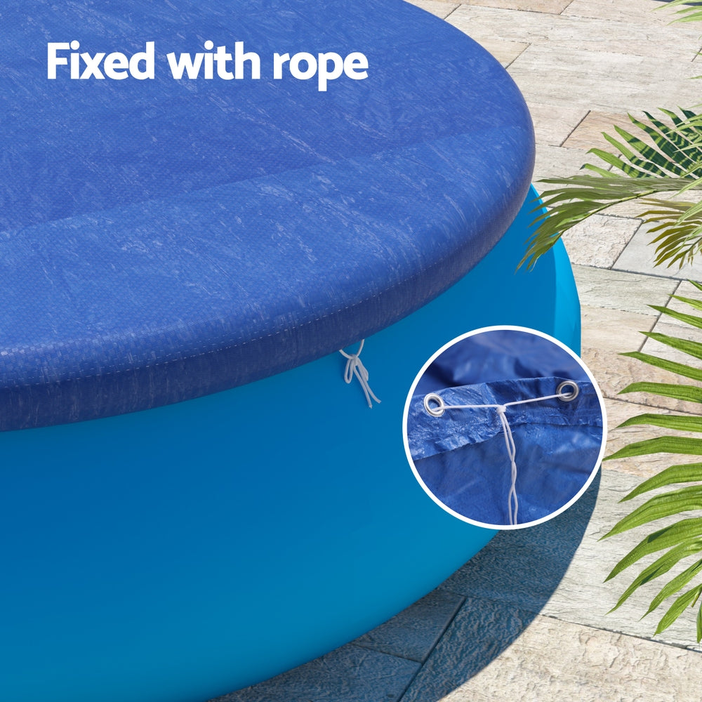 Aqua Buddy Pool Cover Fit 2.44m Round Above-ground Ring Swimming Pool Blanket Blue PC-244R-PE-BL
