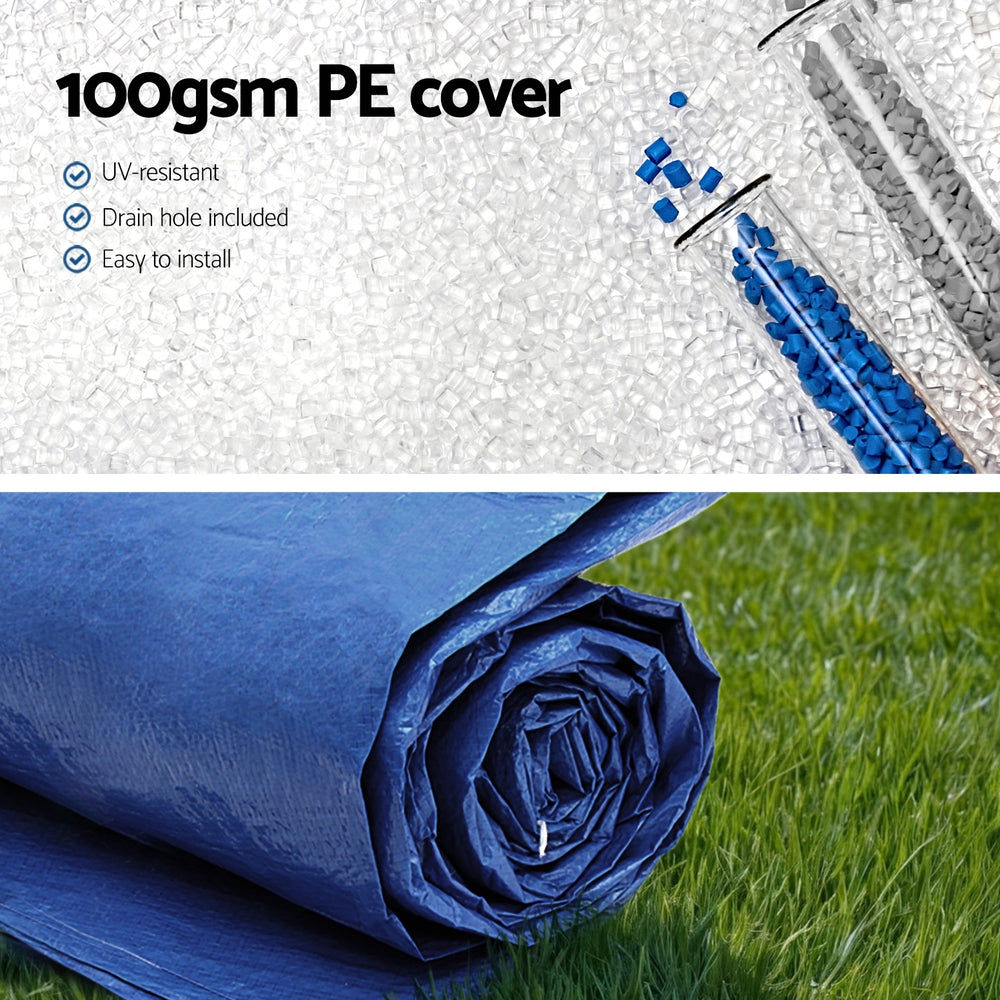 Aqua Buddy Pool Cover Fit 2.44m Round Above-ground Ring Swimming Pool Blanket Blue PC-244R-PE-BL