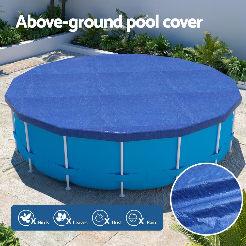 Aqua Buddy Pool Cover Fit 3.66m Round Above-ground Swimming Pool Blanket Blue PC-366R-PE-BL