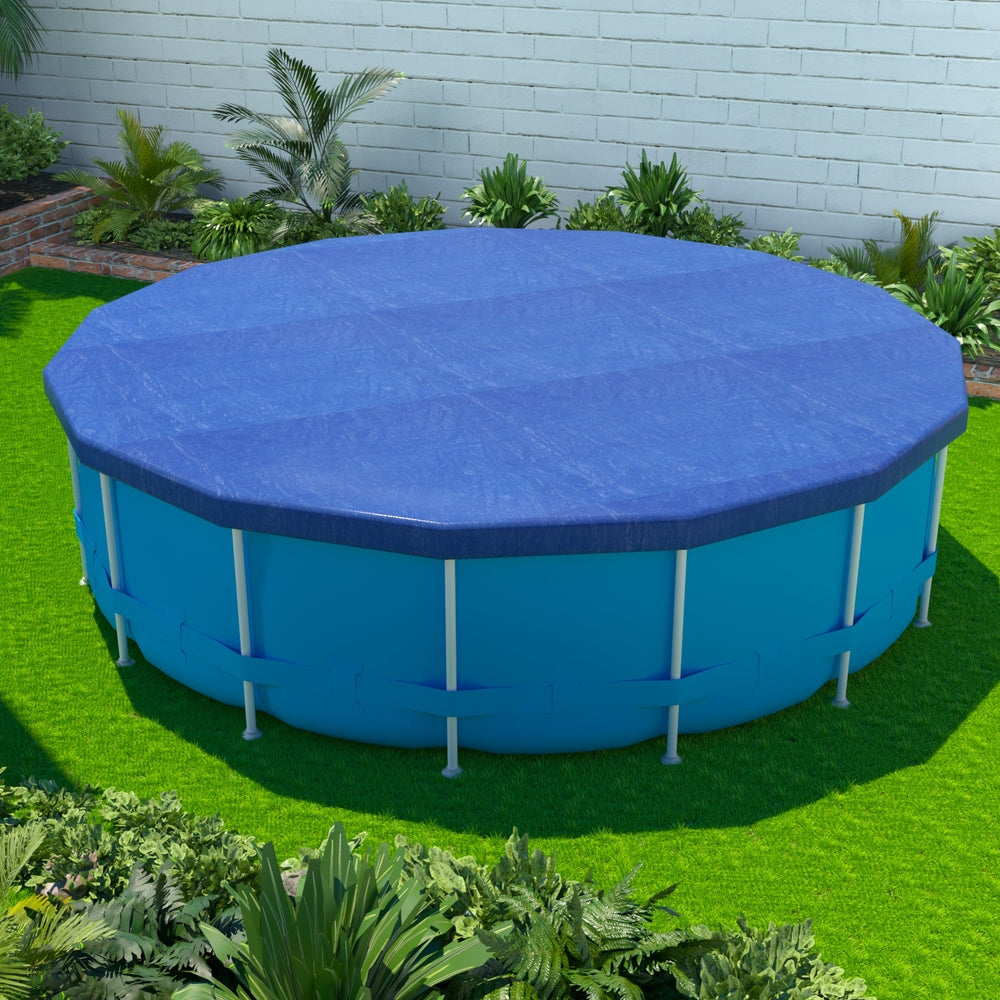 Aqua Buddy Pool Cover Fit 3.66m Round Above-ground Swimming Pool Blanket Blue PC-366R-PE-BL