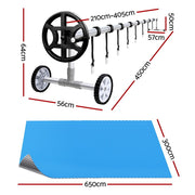 Aquabuddy Pool Cover 6.5x3m 400 Micron Silver Swimming Pool Solar Blanket 4m Roller PC-65X30-M-DX-BL-40ROL