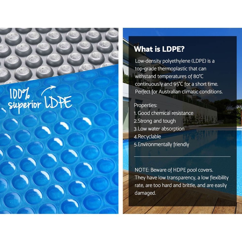 Aquabuddy Pool Cover 6.5x3m 400 Micron Silver Swimming Pool Solar Blanket 5.5m Blue Roller PC-65X30-M-DX-BL-ROLLER-BU