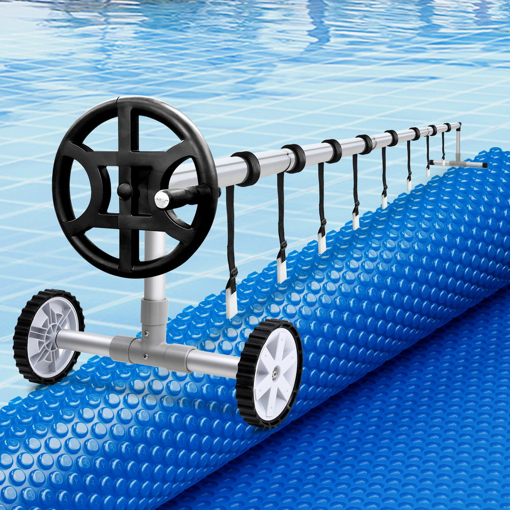 Aqua Buddy Pool Cover 600 Micron 7x4m w/ Roller 4m Swimming Pools Solar Blanket PC-70X40-L-BL-40ROL