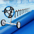 Aqua Buddy Pool Cover 600 Micron 7x4m w/ Roller 5.55m Solar Blanket Blue PC-70X40-L-BL-ROLLER-BU