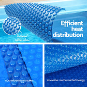 Aqua Buddy Pool Cover 600 Micron 7x4m w/ Roller 5.55m Solar Blanket Blue PC-70X40-L-BL-ROLLER-BU