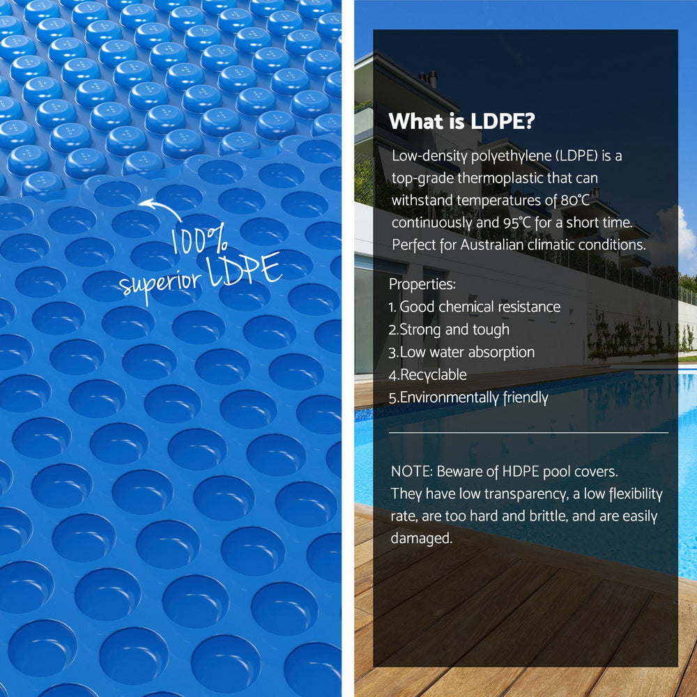 Aqua Buddy Pool Cover 600 Micron 7x4m w/ Roller 5.55m Solar Blanket Blue PC-70X40-L-BL-ROLLER-BU