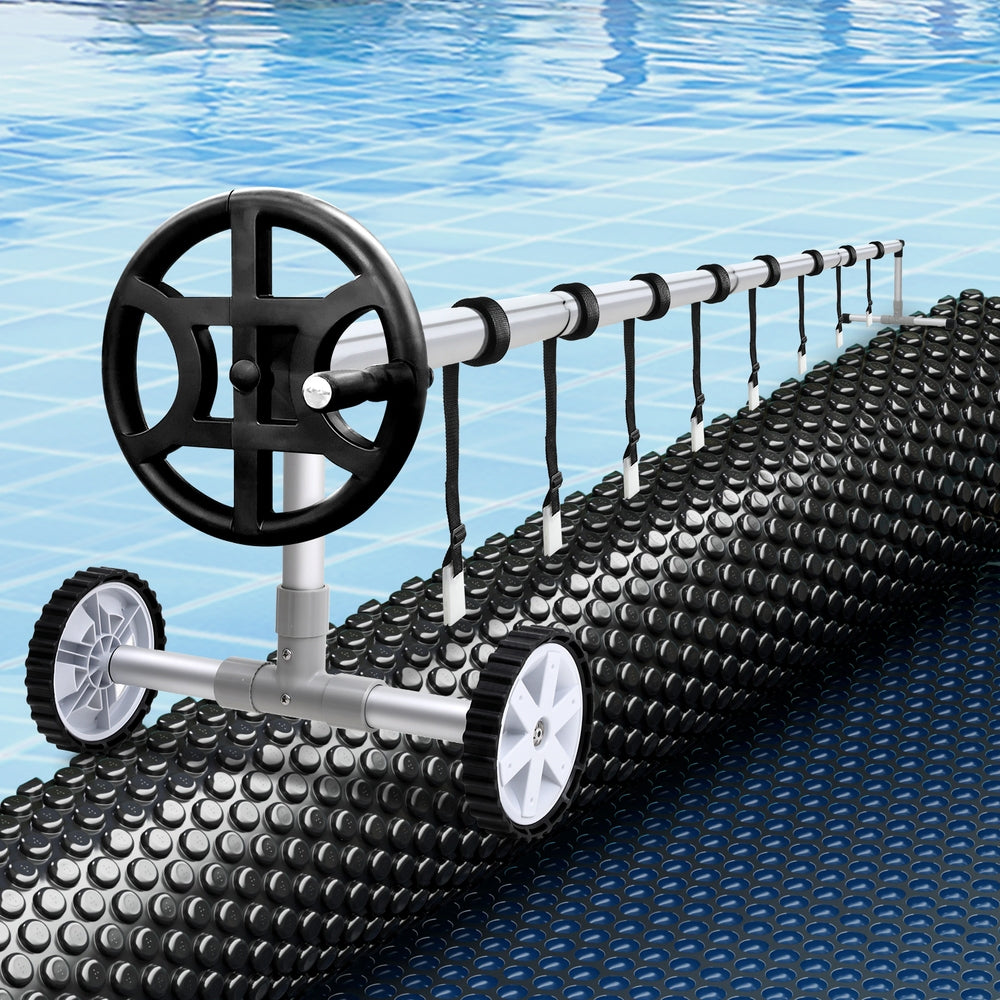Aqua Buddy Pool Cover 600 Micron 7x4m w/ Roller 4m Swimming Pools Black Solar Blanket PC-70X40-XL-BK-BL-40ROL