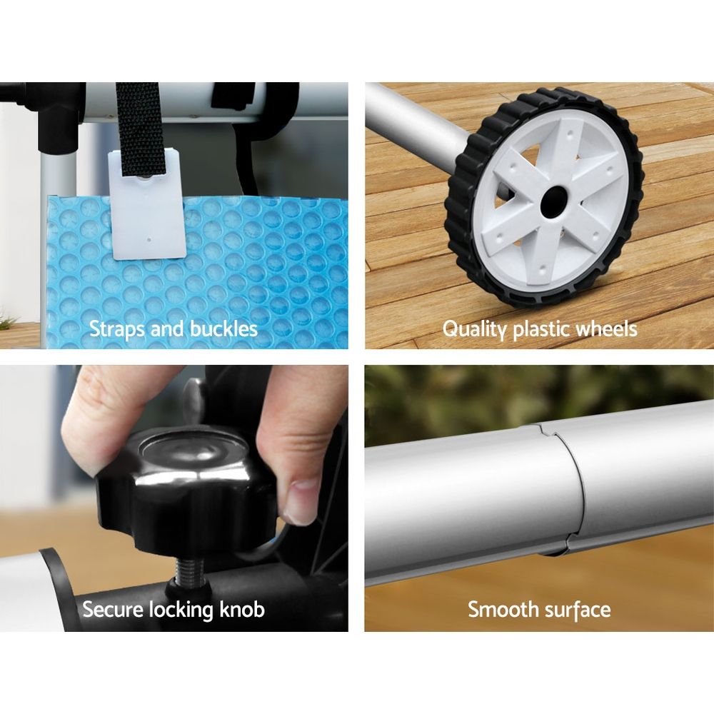 Aquabuddy Pool Cover 400 Micron 8x4.2m Swimming Pool Solar Blanket 5.5m Roller PC-80X42-400-DX-BL-ROLLER