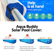 Aquabuddy Pool Cover 8x4.2m 400 Micron Swimming Pool Solar Blanket 5.5m Blue Roller PC-80X42-400-DX-BL-ROLLER-BU