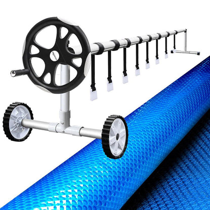 Aquabuddy Pool Cover 8x4.2m 400 Micron Blue Swimming Pool Solar Blanket 5.5m Roller PC-80X42-BL-ROLLER
