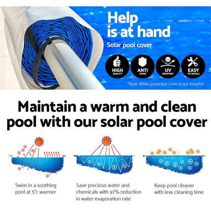 Aquabuddy Pool Cover 8x4.2m 400 Micron Blue Swimming Pool Solar Blanket 5.5m Roller PC-80X42-BL-ROLLER