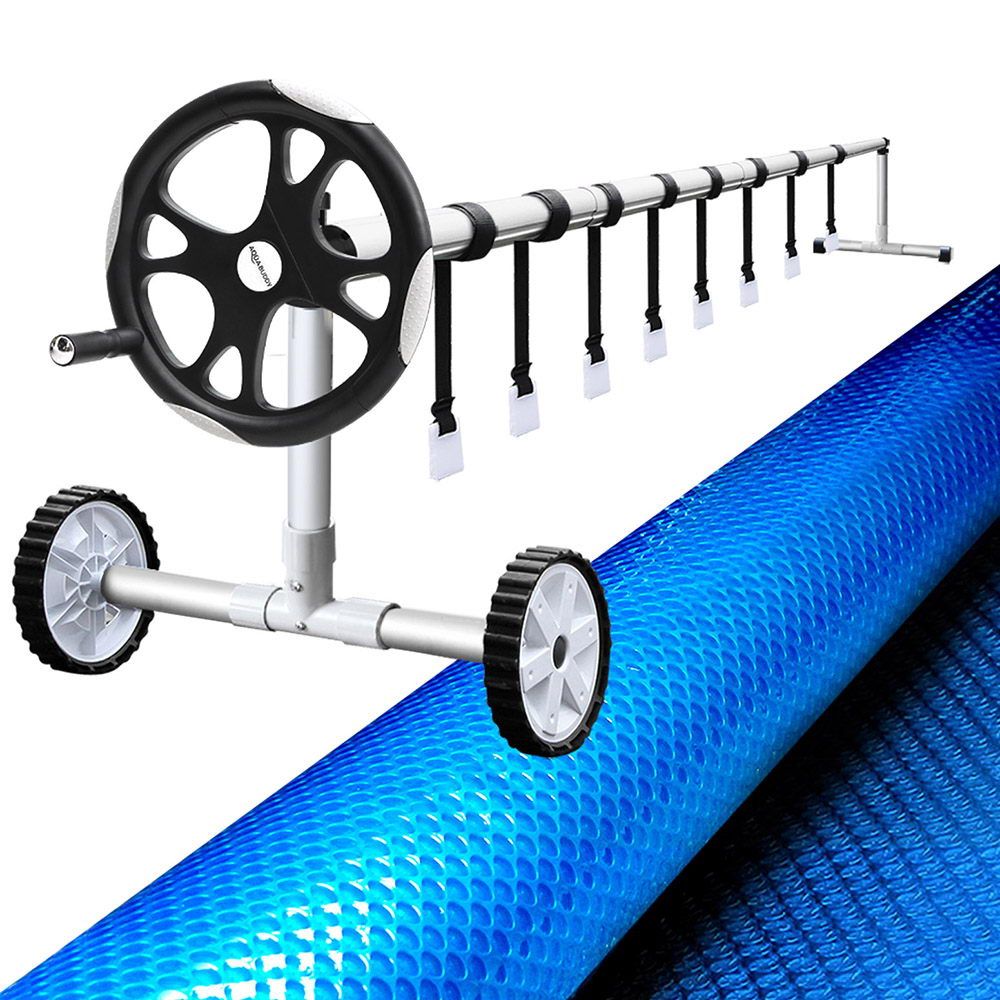 Aquabuddy Pool Cover 500 Micron 8x4.2m Blue Swimming Pool Solar Blanket 5.5m Roller PC-80X42-L-BL-ROLLER