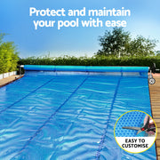 Aqua Buddy Pool Cover 600 Micron Solar Heat Blanket LDPE 8x4.2m w/ 5.55m Roller PC-80X42-XL-DX-BL-ROLLER