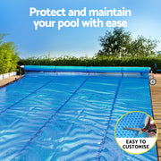 Aqua Buddy Pool Cover 600 Micron Solar Heat Blanket 8x4.2m w/ 5.55m Roller Blue PC-80X42-XL-DX-BL-ROLLER-BU