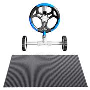 Aqua Buddy Pool Cover 600 Micron 8.5x4.2m w/ Blue Roller 5.55m Black Solar Blanket PC-85X42-L-BK-BL-ROLLER-BU