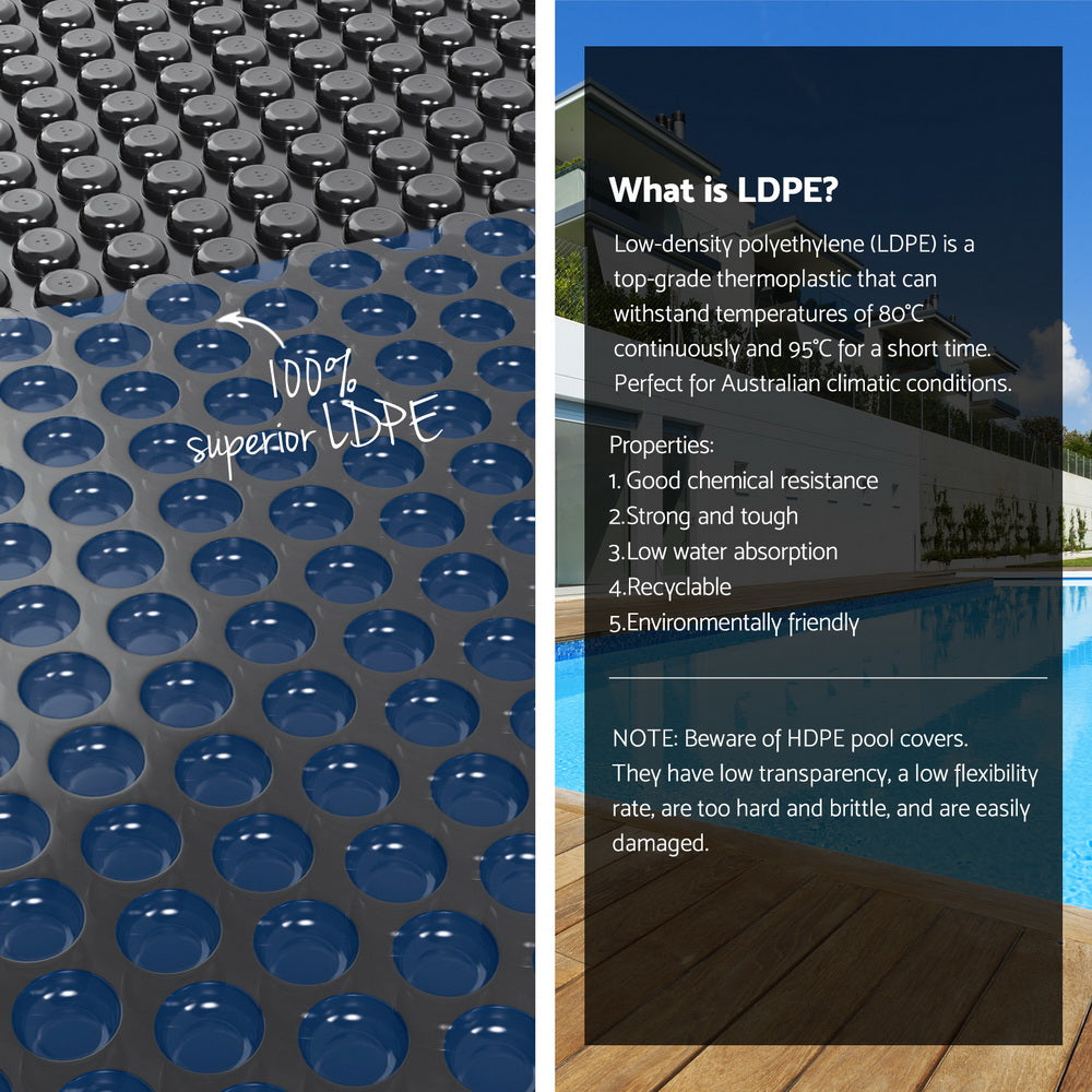 Aqua Buddy Pool Cover 600 Micron 8.5x4.2m w/ Blue Roller 5.55m Black Solar Blanket PC-85X42-L-BK-BL-ROLLER-BU