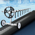Aqua Buddy Pool Cover 600 Micron 9.5x5m w/ Roller 5.55m Swimming Pools Black Solar Blanket PC-95X50-L-BK-BL-ROLLER