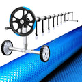 Aquabuddy Pool Cover 500 Micron 9.5x5m Swimming Pool Solar Blanket 5.5m Roller Blue PC-95X50-L-BL-ROLLER-BU