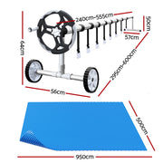 Aqua Buddy Pool Cover 600 Micron Heat Solar Blanket 9.5x5m w/ 5.55m Roller PC-95X50-XL-BL-ROLLER