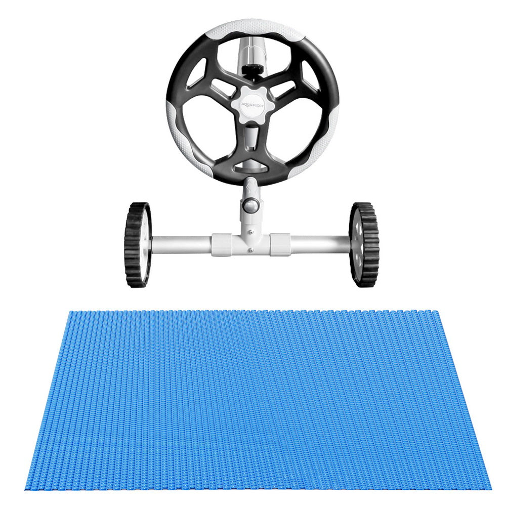 Aqua Buddy Pool Cover 600 Micron Heat Solar Blanket 9.5x5m w/ 5.55m Roller PC-95X50-XL-BL-ROLLER