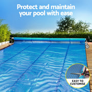 Aqua Buddy Pool Cover 600 Micron Heat Solar Blanket 9.5x5m w/ 5.55m Roller PC-95X50-XL-BL-ROLLER