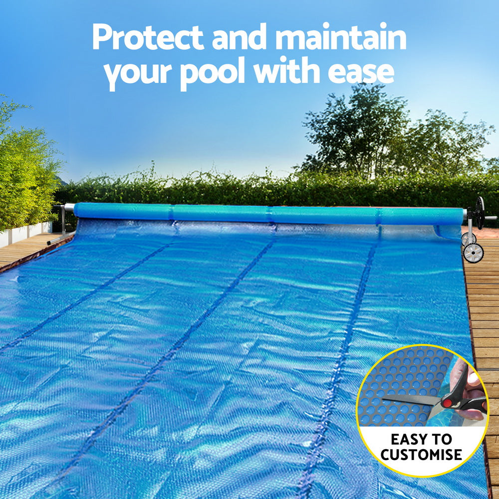 Aqua Buddy Pool Cover 600 Micron Heat Solar Blanket 9.5x5m w/ 5.55m Roller PC-95X50-XL-BL-ROLLER