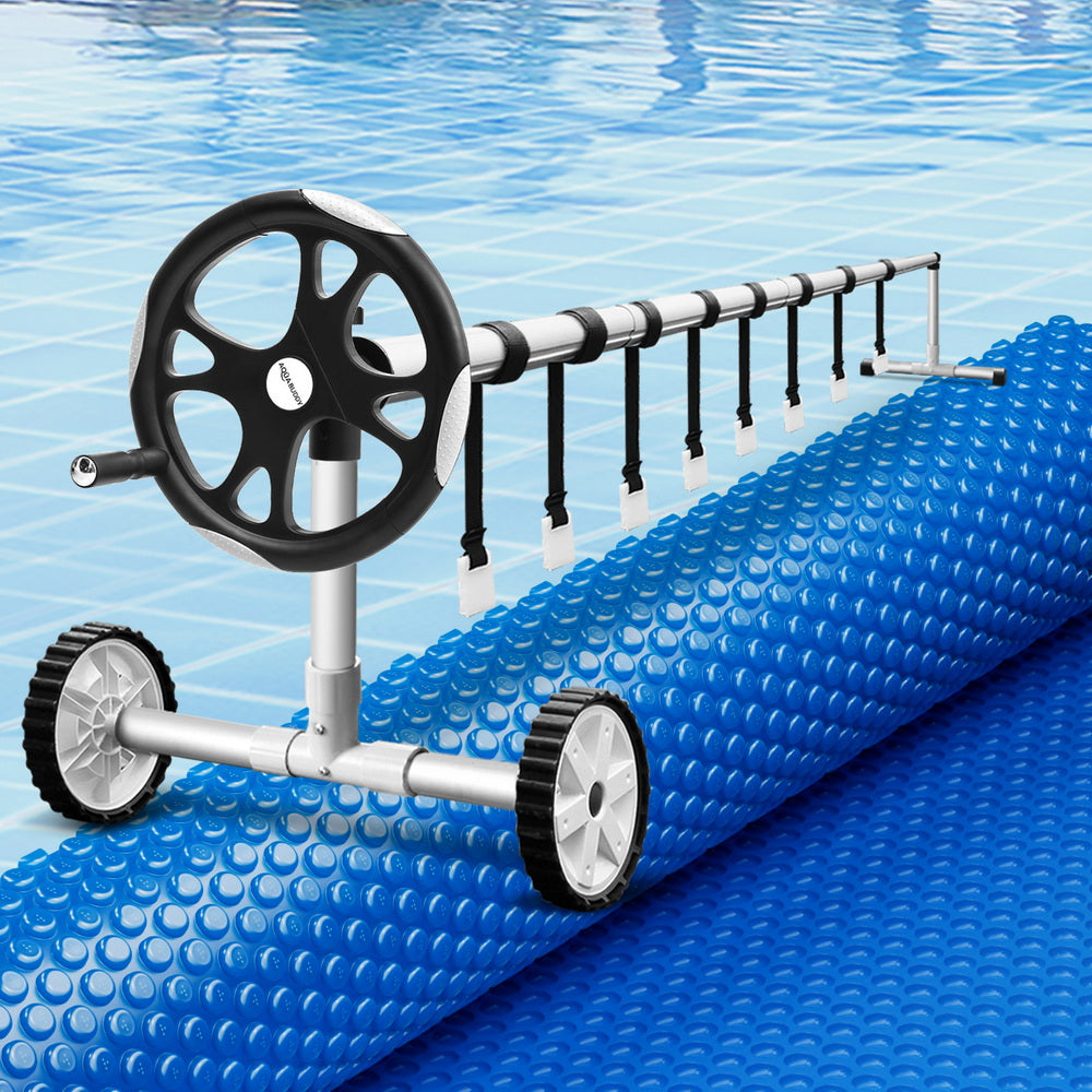 Aqua Buddy Pool Cover 600 Micron Heat Solar Blanket 9.5x5m w/ 5.55m Roller PC-95X50-XL-BL-ROLLER