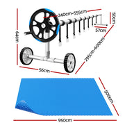 Aqua Buddy Pool Cover 600 Micron Solar Heat 9.5x5m Blanket w/ 5.55m Roller Blue PC-95X50-XL-BL-ROLLER-BU