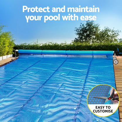 Aqua Buddy Pool Cover 600 Micron Solar Heat 9.5x5m Blanket w/ 5.55m Roller Blue PC-95X50-XL-BL-ROLLER-BU