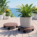 Gardeon 2PC Plant Carts HDPE Plant Caddy With Lockable Wheels Rolling Brown PC-HDPE-WHEEL-2RO-BR