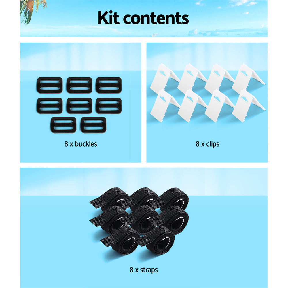 Aquabuddy Pool Cover Roller Attachment Swimming Pool Reel Straps Kit 8PCS PC-ROLLER-STRAPS