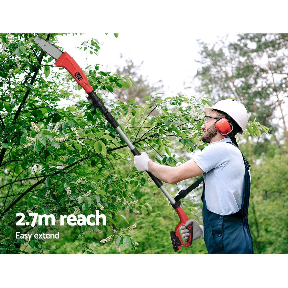 Giantz Chainsaw Cordless Pole Chain Saw 20V 8inch Pruner Battery 2.7m Long Reach PCAW-20V-N-SAW-RD