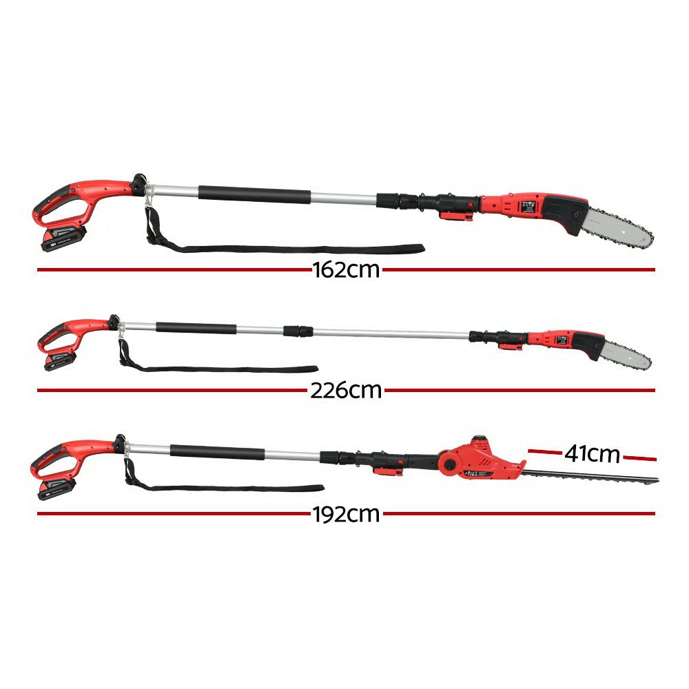 Giantz Chainsaw Trimmer Cordless Pole Chain Saw 20V 8inch Battery 2.7m Reach PCAW-20V-N-SAWTM-RD
