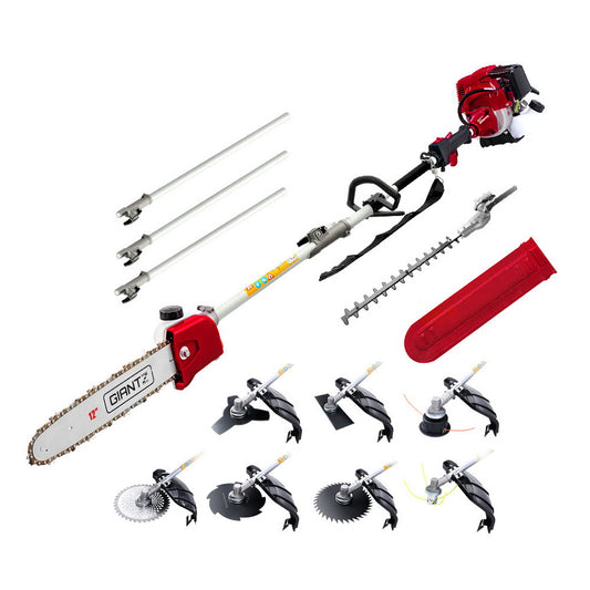 Giantz 4 Stroke Pole Chainsaw Petrol Hedge Trimmer Tree Pruner 12'' 9 In 1 PCAW-4S-40CC-GSAW