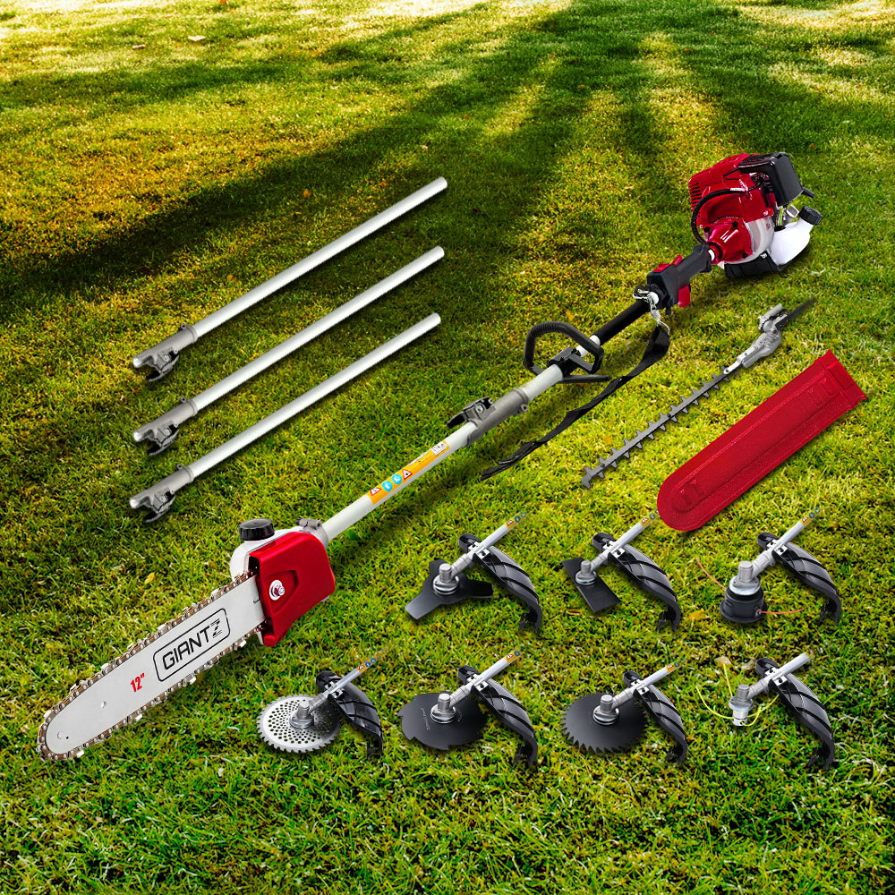 Giantz 4 Stroke Pole Chainsaw Petrol Hedge Trimmer Tree Pruner 12'' 9 In 1 PCAW-4S-40CC-GSAW