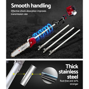 Giantz 4 Stroke Pole Chainsaw Petrol Hedge Trimmer Tree Pruner 12'' 7 In 1 PCAW-4S-40CC-TM