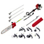 Giantz Pole Chainsaw 2 Stroke Petrol Tree Pruner Long Reach Saw 12 Inch Bar 9 In 1 PCAW-62CC-GSAW