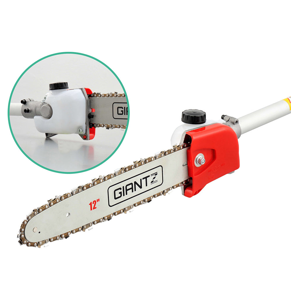 Giantz Pole Chainsaw 2 Stroke Petrol Tree Pruner Long Reach Saw 12 Inch Bar 9 In 1 PCAW-62CC-GSAW