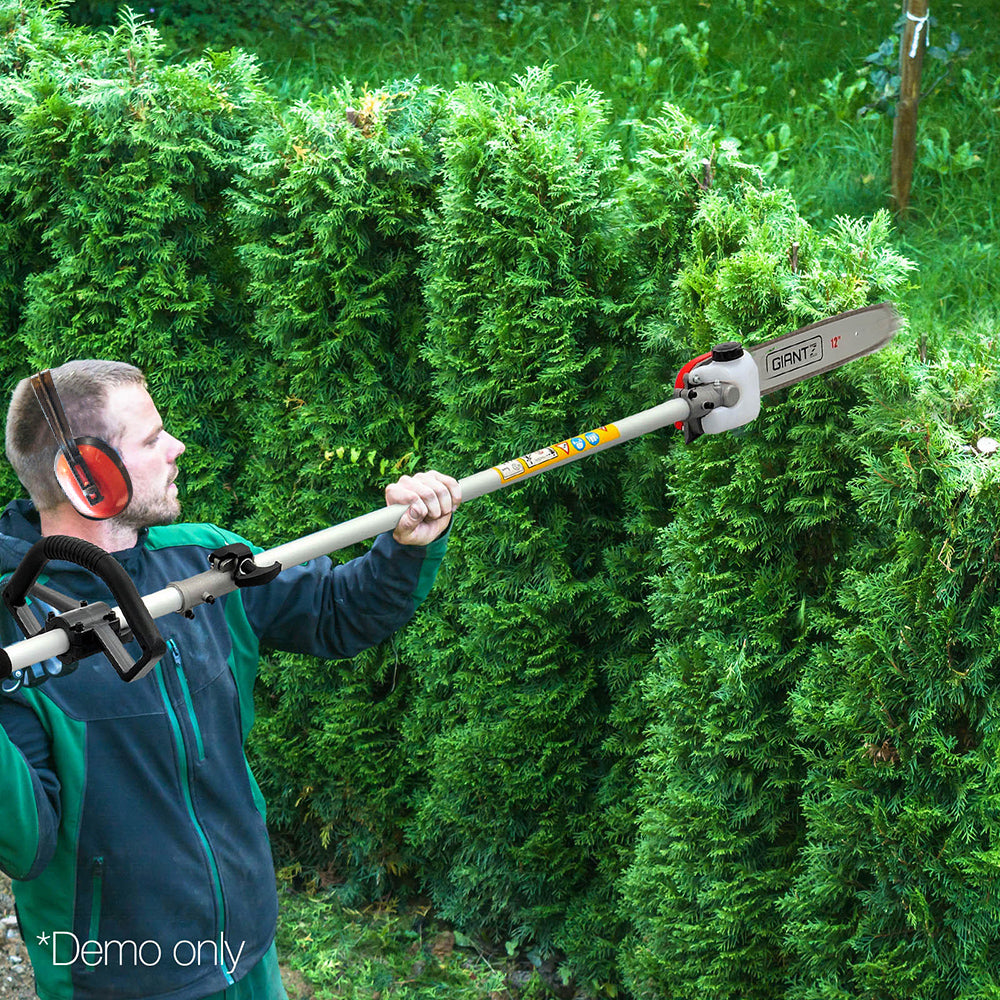 Giantz Pole Chainsaw 2 Stroke Petrol Tree Pruner Long Reach Saw 12 Inch Bar 2 In 1 PCAW-62CC-TM