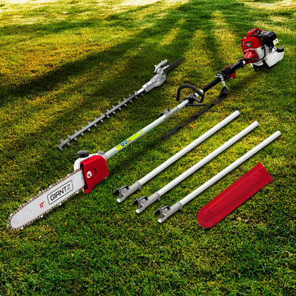 Giantz Pole Chainsaw 2 Stroke Petrol Tree Pruner Long Reach Saw 12 Inch Bar 2 In 1 PCAW-62CC-TM