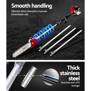 Giantz Pole Chainsaw 2 Stroke Petrol Tree Pruner Long Reach Saw 12 Inch Bar 7 In 1 PCAW-62CC-TM-GSAW