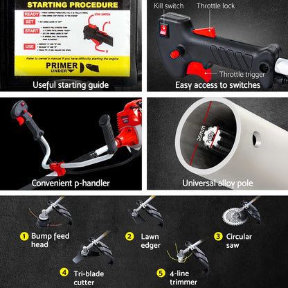 Giantz Pole Chainsaw Petrol Hedge Trimmer Tree Pruner 5 In 1 PCAW-65CC-BH-5IN1