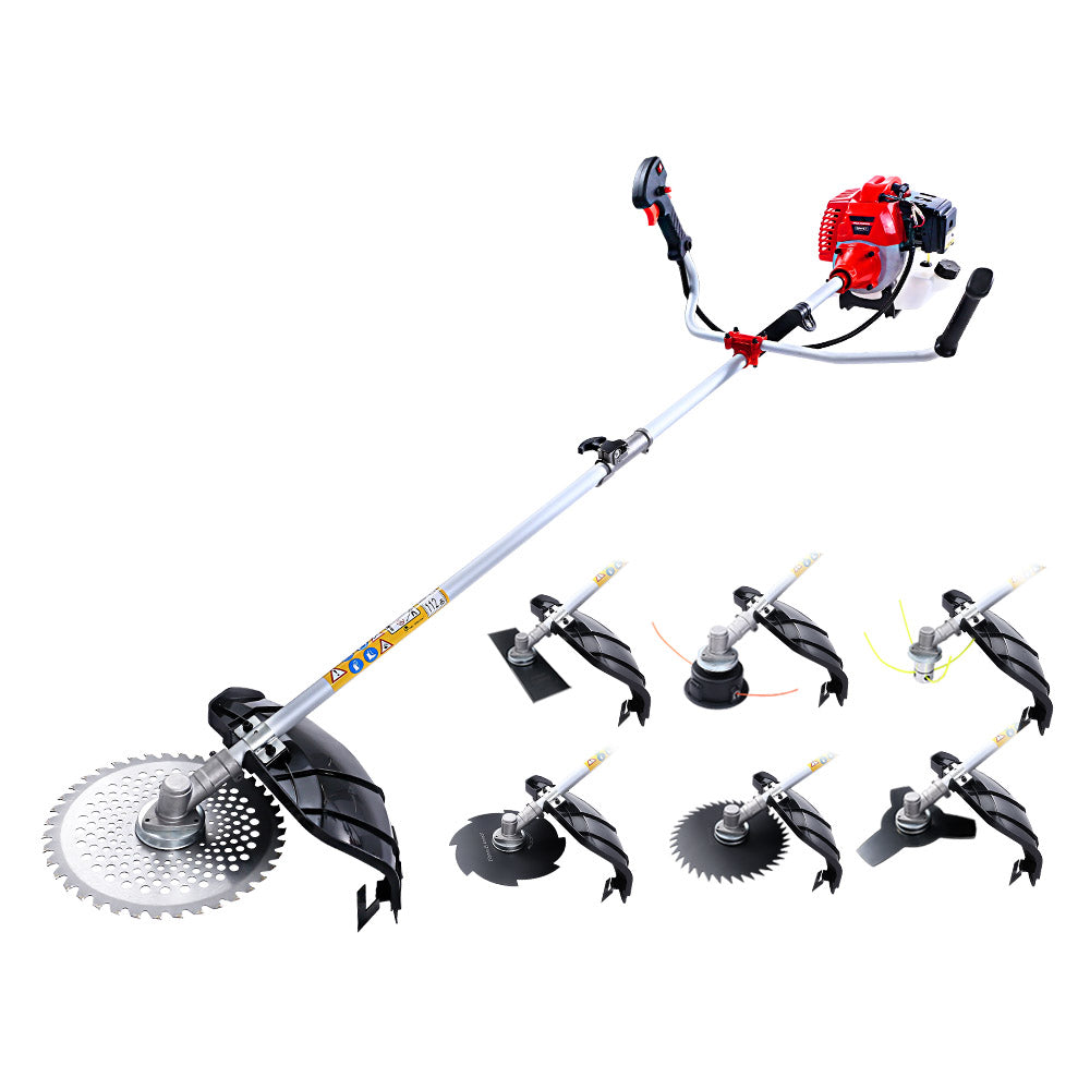 Giantz 2 Stroke Pole Chainsaw Petrol Hedge Trimmer Tree Pruner 7 In 1 PCAW-65CC-BH-GSAW