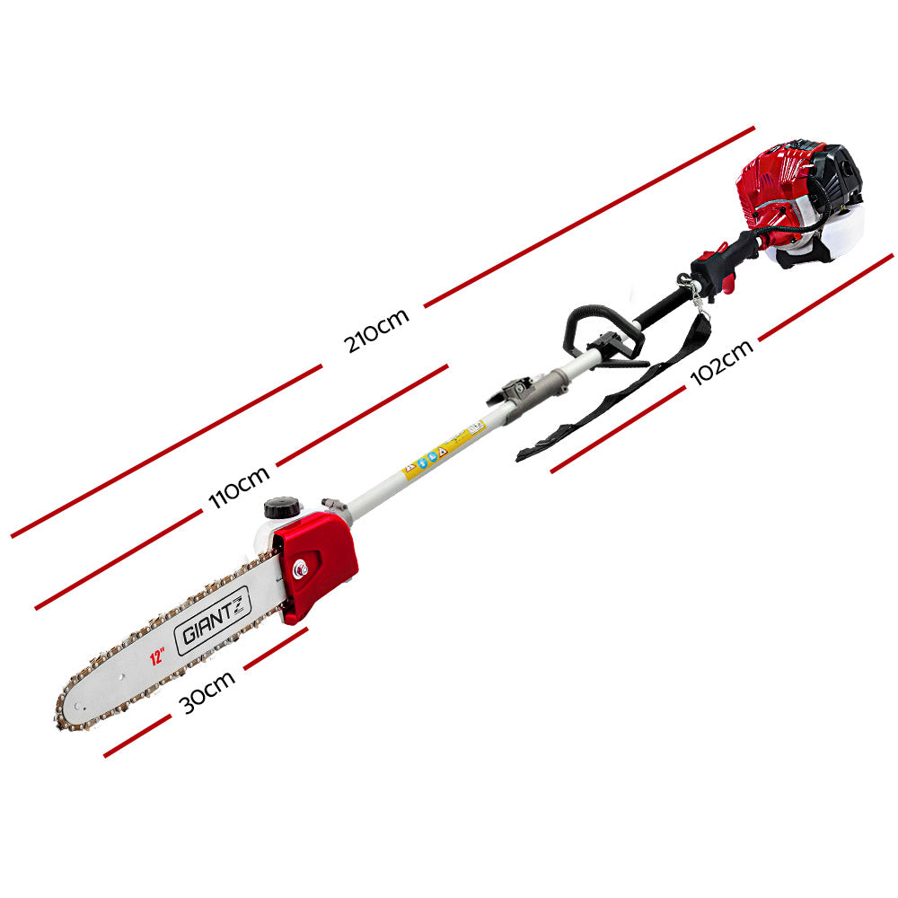 Giantz Pole Chainsaw 2 Stroke Petrol Hedge Trimmer Tree Pruner 9 In 1 PCAW-65CC-OG-GSAW