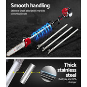 Giantz Pole Chainsaw 2 Stroke Petrol Hedge Trimmer Tree Pruner 9 In 1 PCAW-65CC-OG-GSAW